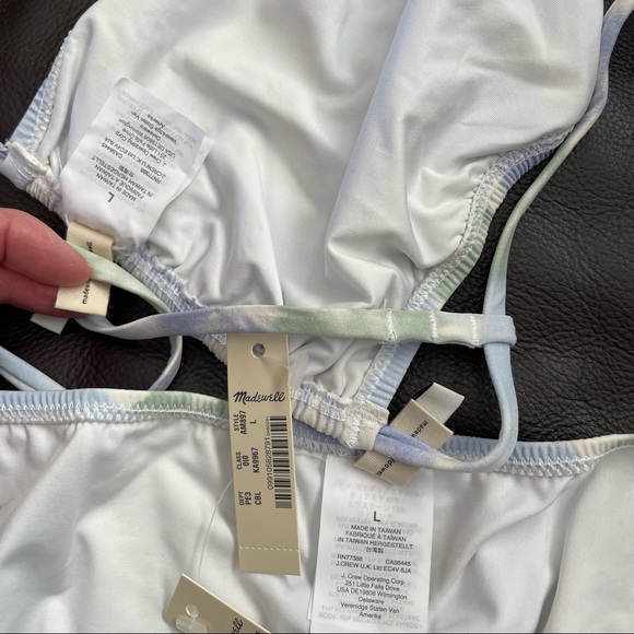 Madewell Second Wave Adjustable String Bikini Top Classic Tie-Dye Print Large - Picture 9 of 11